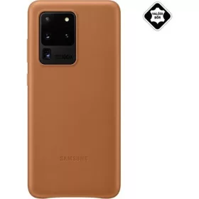   Samsung S20 Ultra 5G SAMSUNG műanyag telefonvédő valódi bőr hátlap BARNA
