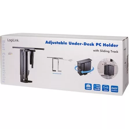 Delock Logilink Adjustable under desk CPU mount, sliding track, easy-locking