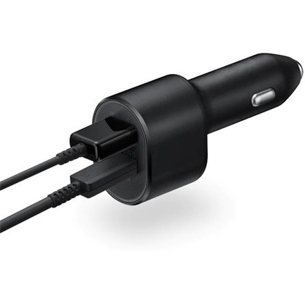 SAMSUNG autós töltő USB+Type-C aljzat 45W, LED + Type-C kábel, FEKETE