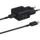 SAMSUNG hálózati töltő Type-C aljzat 25W, PD gyorstöltő + Type-C kábel, FEKETE