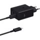 SAMSUNG hálózati töltő USB+Type-C aljzat 50W, PD gyorstöltő + Type-C kábel, FEKETE