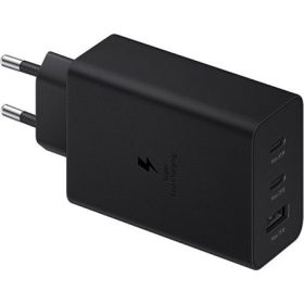   SAMSUNG hálózati töltő USB+2 Type-C aljzat 65W, PD gyorstöltő 3.0, FEKETE