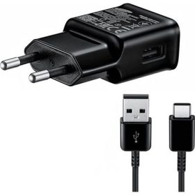   SAMSUNG hálózati töltő USB aljzat 15W, gyorstöltő + Type-C kábel, FEKETE