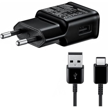 SAMSUNG hálózati töltő USB aljzat 15W, gyorstöltő + Type-C kábel, FEKETE