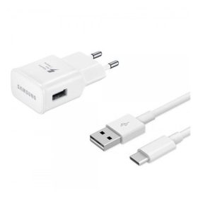   SAMSUNG hálózati töltő USB aljzat 15W, gyorstöltő + EP-DR140AWE Type-C kábel 80cm, FEHÉR