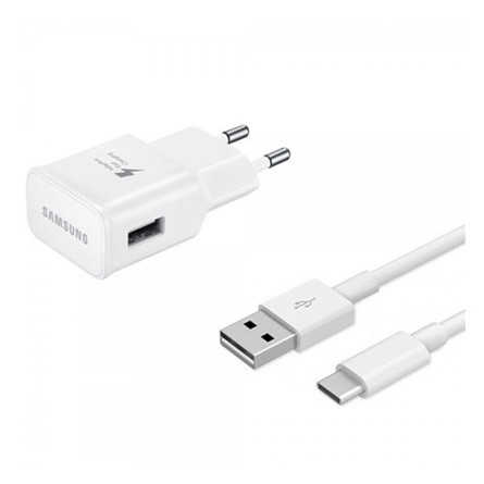 SAMSUNG hálózati töltő USB aljzat 15W, gyorstöltő + EP-DR140AWE Type-C kábel 80cm, FEHÉR