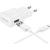 SAMSUNG hálózati töltő USB aljzat gyorstöltő + ECB-DU4EWE microUSB kábel FEHÉR
