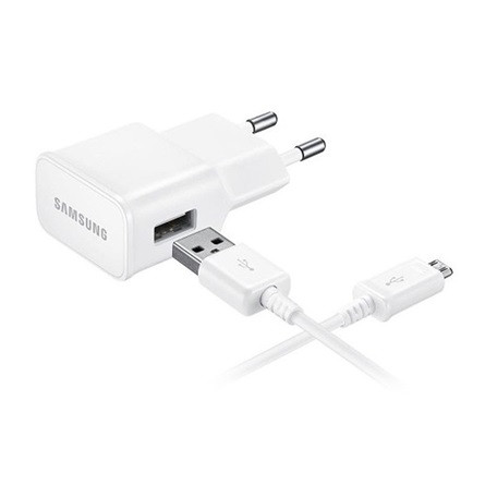 SAMSUNG hálózati töltő USB aljzat (8W + ECB-DU4AWE/ECB-DU68WE microUSB kábel) FEHÉR (Gigapack csomagolás)