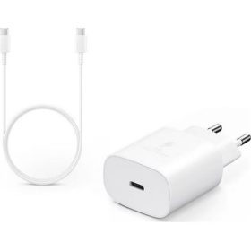   SAMSUNG hálózati töltő Type-C aljzat (25W, PD gyorstöltő 3.0 + EP-DG980BWE Type-C kábel) FEHÉR (Gigapack csomagolás)