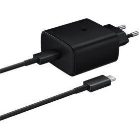   SAMSUNG hálózati töltő Type-C aljzat 45W, PD gyorstöltő + Type-C kábel, FEKETE