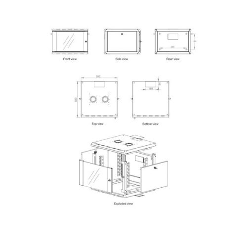 Equip Fali Rackszekrény - EPM-09-6060-G-CBAA (19", 9U, 600x600mm, előre szerelt, szürke)