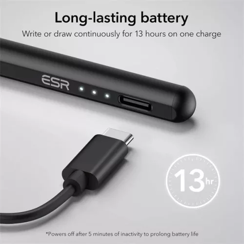 ESR Geo Digital+ Stylus Pen aktív toll rajzoláshoz, jegyzethez, Apple iPad-hez - fekete
