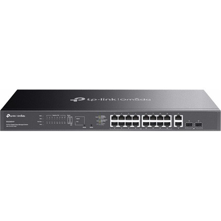 TP-Link Switch Menedzselhető PoE - ES220GMP (Omada; 18x 1Gbps + 2x 1Gbps combo port; 16x af/at PoE+ port; 250W)