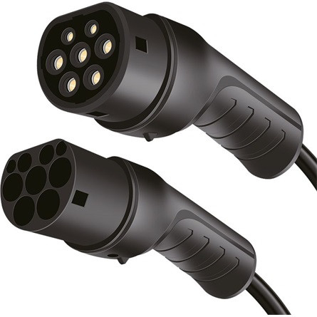 Logilink EV töltőkábel, Type 2, 3 fázis, spirál, 32 A, 22 kW, táskával, 5 m
