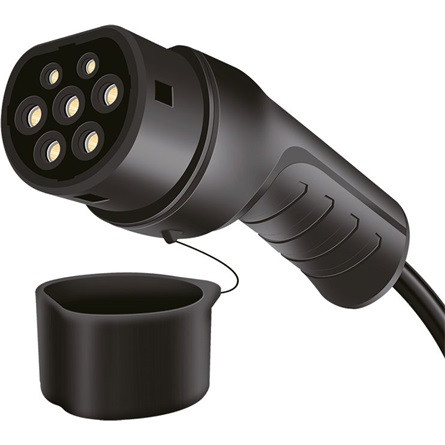 Logilink EV töltőkábel, Type 2, 3 fázis, spirál, 32 A, 22 kW, táskával, 5 m