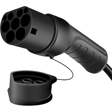 Logilink EV töltőkábel, Type 2, 3 fázis, spirál, 32 A, 22 kW, táskával, 5 m