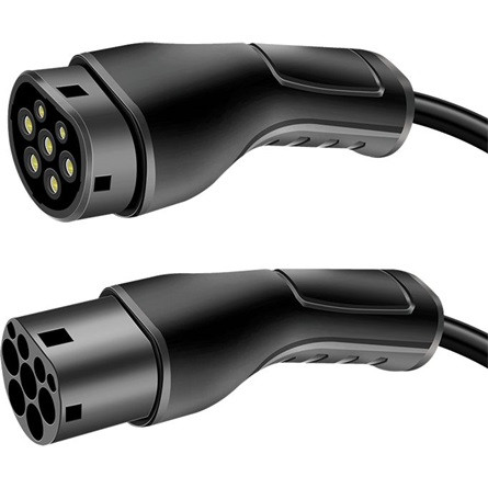 Logilink EV töltőkábel, Type 2, 3 fázis, spirál, 32 A, 22 kW, táskával, 5 m