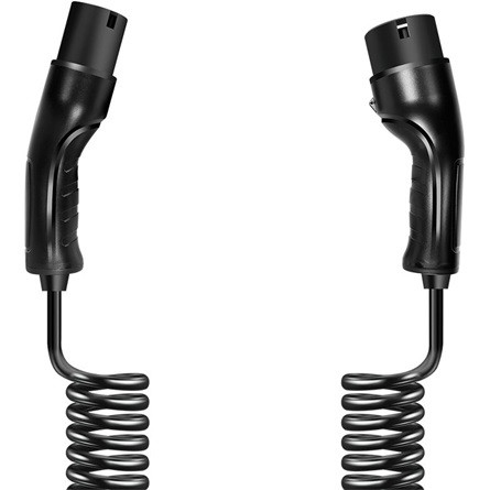 Logilink EV töltőkábel, Type 2, 3 fázis, spirál, 32 A, 22 kW, táskával, 5 m