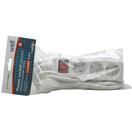 Well villásdugó CEE 7/7 (EU) -> 3db villásdugó CEE 7 (EU) elosztó 1.5m kapcsolóval