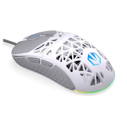 Endorfy Egér - LIV Onyx White (Honeycomb, 8000 DPI, ARGB, PixArt PAW3311, optikai, 1,8m, fehér)