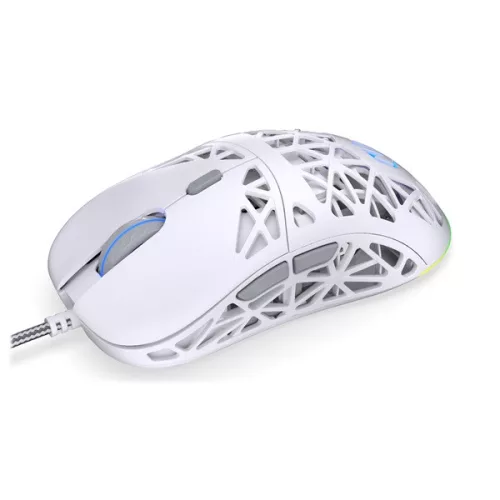 Endorfy Egér - LIV Onyx White (Honeycomb, 8000 DPI, ARGB, PixArt PAW3311, optikai, 1,8m, fehér)