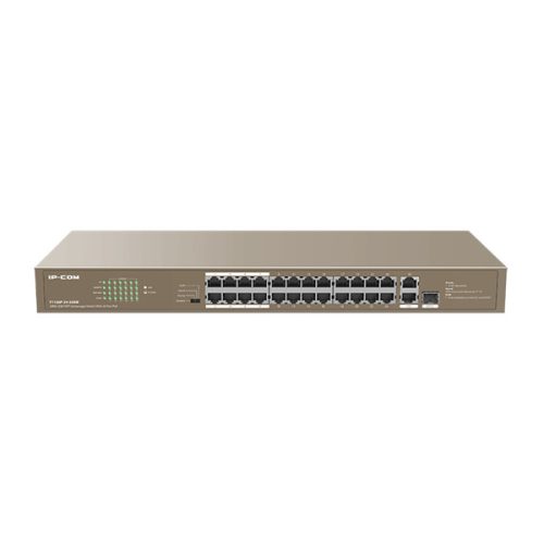 IP-COM Switch PoE - F1126P-24-250W (24x100Mbps + 2x1Gbps; 1x1Gbps SFP; 24 af/at PoE+ port; 230W)