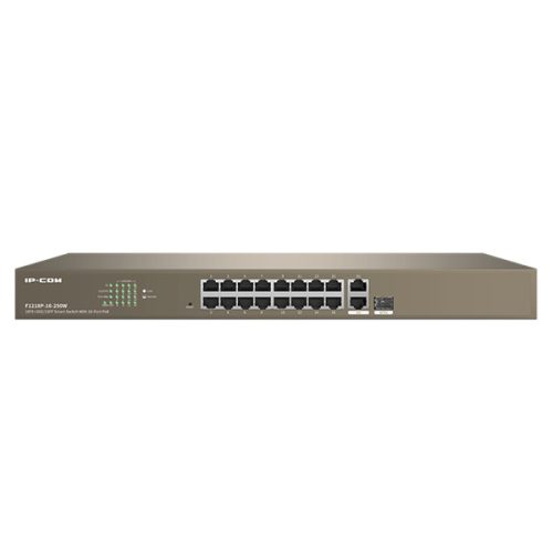 IP-COM Switch Vezérelhető PoE - F1218P-16-250W (16x100Mbps + 2x1Gbps; 1x1Gbps SFP; 16 af/at PoE+ port; 230W)