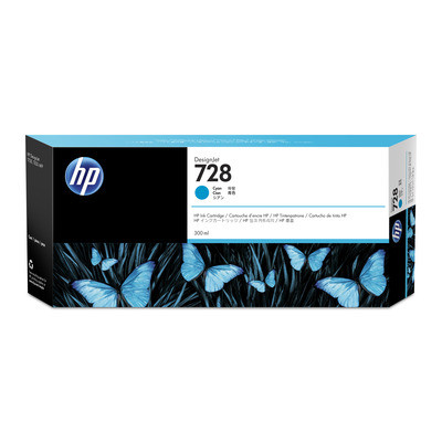 HP 728 cián DesignJet tintapatron, 300 ml