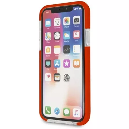 Ferrari iPhone X fényes, átlátszó kemény piros tok