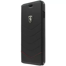   Ferrari Heritage iPhone 7 Plus tűzdelt valódi bőr kinyitható fekete tok