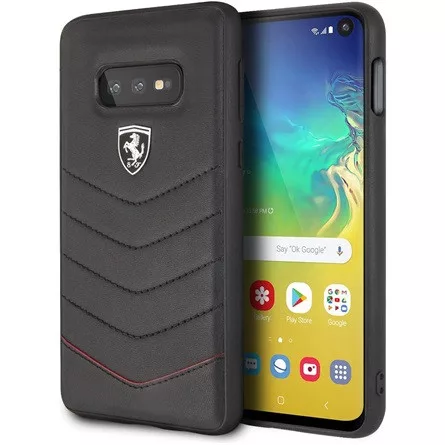 Ferrari Heritage Samsung S10 Lite tűzdelt bőr kemény fekete tok
