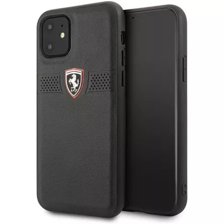 FERRARI Off Track iPhone 11 Pro Max fekete szemcsés bőrtok