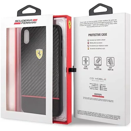 Ferrari On-Ttrack racing iPhone XS MAX karbon és puha gumi tok