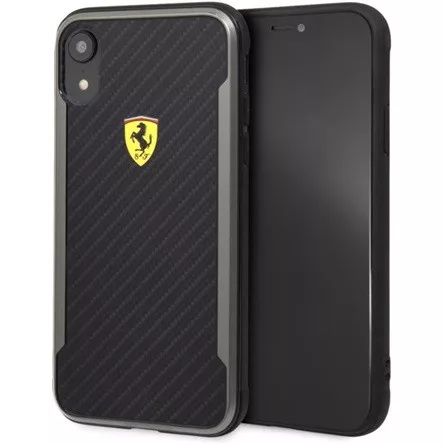 Ferrari SF Racing Shield Iphone XR nyomott karbon hatású fekete tok