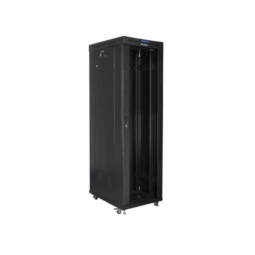 Lanberg 19" szabadon álló rack szekrény 42U/600X1000 üvegajtó, lapraszerelt, LCD kijelző, fekete V2