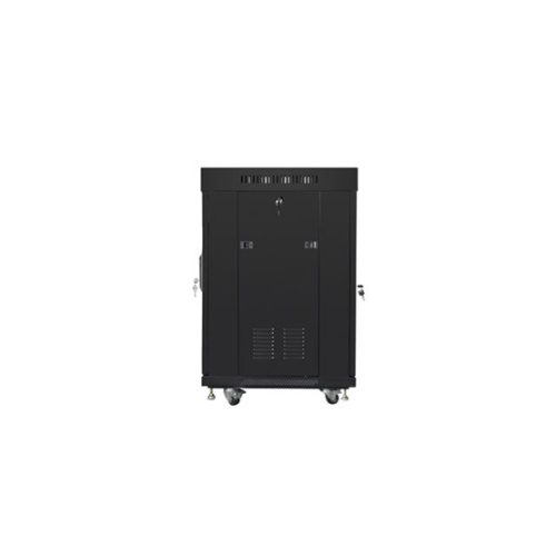 Lanberg 19" szabadon álló rack szekrény 15U/600X600 üvegajtó, lapraszerelt, LCD kijelző, fekete V2