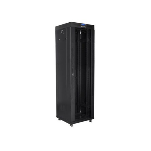 Lanberg 19" szabadon álló rack szekrény 42U/600X600 üvegajtó, lapraszerelt, LCD kijelző, fekete V2