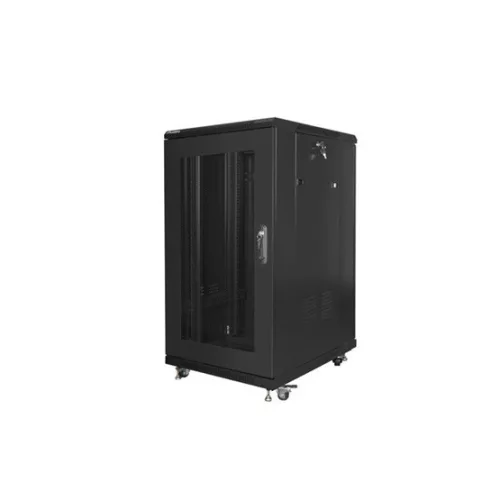 Lanberg 19" szabadon álló rack szekrény 22U/600X800 perforált ajtó, lapraszerelt, fekete