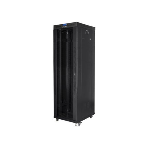 Lanberg 19" szabadon álló rack szekrény 42U/600X800 üvegajtó, lapraszerelt, LCD kijelző, fekete V2