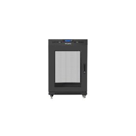   Lanberg 19" szabadon álló rack szekrény 15U/800X1000 perforált ajtó, lapraszerelt, LCD kijelző, fekete V2