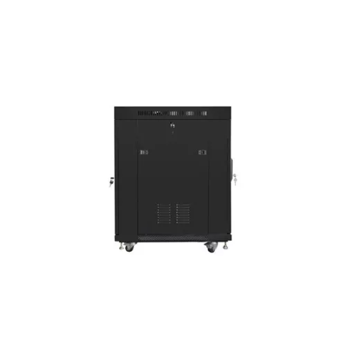 Lanberg 19" szabadon álló rack szekrény 15U/800X1000 perforált ajtó, lapraszerelt, LCD kijelző, fekete V2