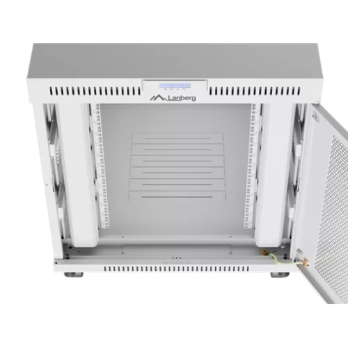 Lanberg 19" szabadon álló rack szekrény 15U/800X1000 perforált ajtó, lapraszerelt, LCD kijelző, szürke