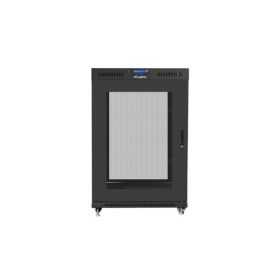   Lanberg 19" szabadon álló rack szekrény 22U/800X1000 perforált ajtó, lapraszerelt, LCD kijelző, fekete V2