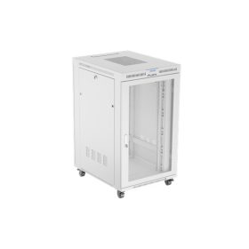   Lanberg 19" szabadon álló rack szekrény 27U/800X1000 perforált ajtó, lapraszerelt, LCD kijelző, szürke