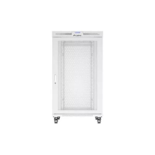 Lanberg 19" szabadon álló rack szekrény 27U/800X1000 perforált ajtó, lapraszerelt, LCD kijelző, szürke