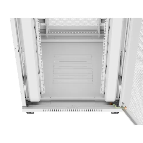 Lanberg 19" szabadon álló rack szekrény 27U/800X1000 perforált ajtó, lapraszerelt, LCD kijelző, szürke