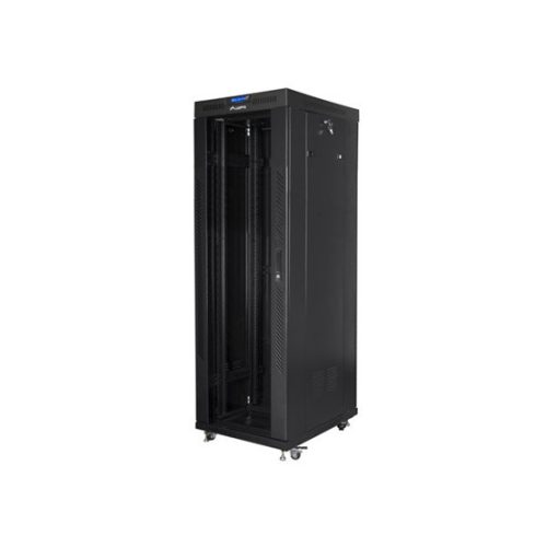 Lanberg 19" szabadon álló rack szekrény 37U/800X1000 üvegajtó, lapraszerelt, LCD kijelző, fekete V2