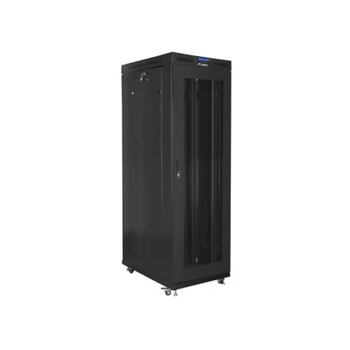 Lanberg 19" szabadon álló rack szekrény 37U/800X1000 perforált ajtó, lapraszerelt, LCD kijelző, fekete V2
