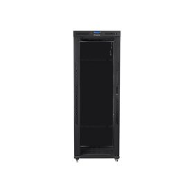   Lanberg 19" szabadon álló rack szekrény 42U/800X1000 üvegajtó, lapraszerelt, LCD kijelző, fekete V2