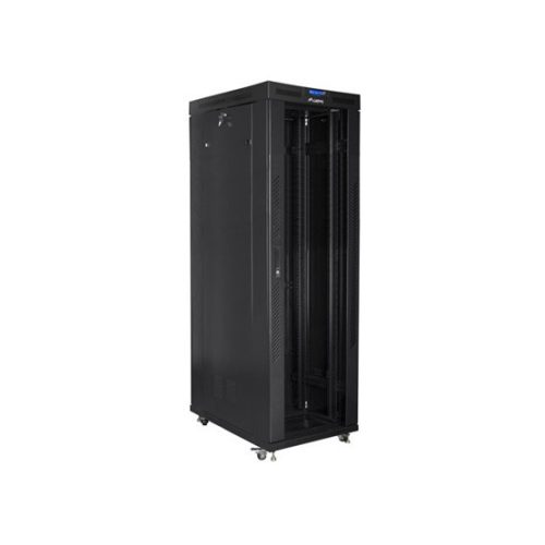 Lanberg 19" szabadon álló rack szekrény 42U/800X1000 üvegajtó, lapraszerelt, LCD kijelző, fekete V2